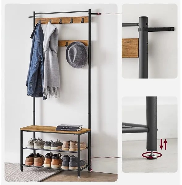 Stojanový vešiak NAVOR hnedý/čierny