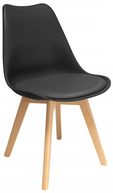 Jedálenská stolička Oslo/Mark, čierna/pírodné nohy