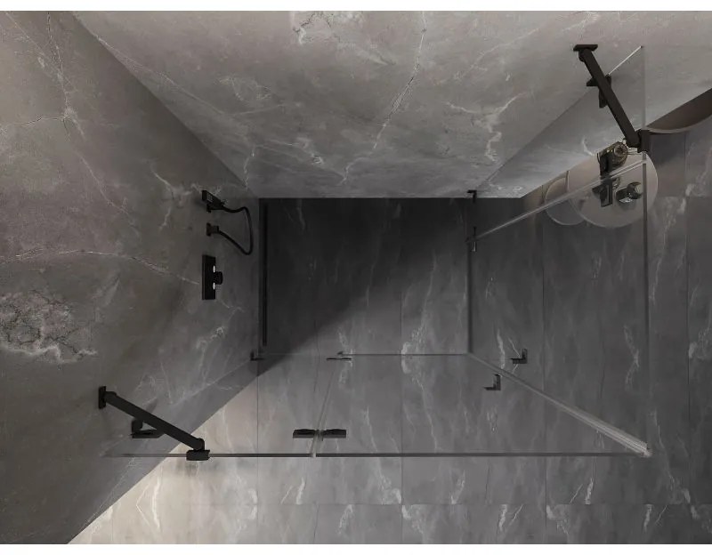 Mexen Lunar Duo, výklopný sprchový kút 115 x 90 cm, 8mm číre sklo, čierny profil, 834-115L-090P-70-00