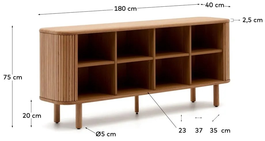 Komoda v dekore jaseňa s posuvnými dverami v prírodnej farbe 180x75,5x40 cm Mailen – Kave Home