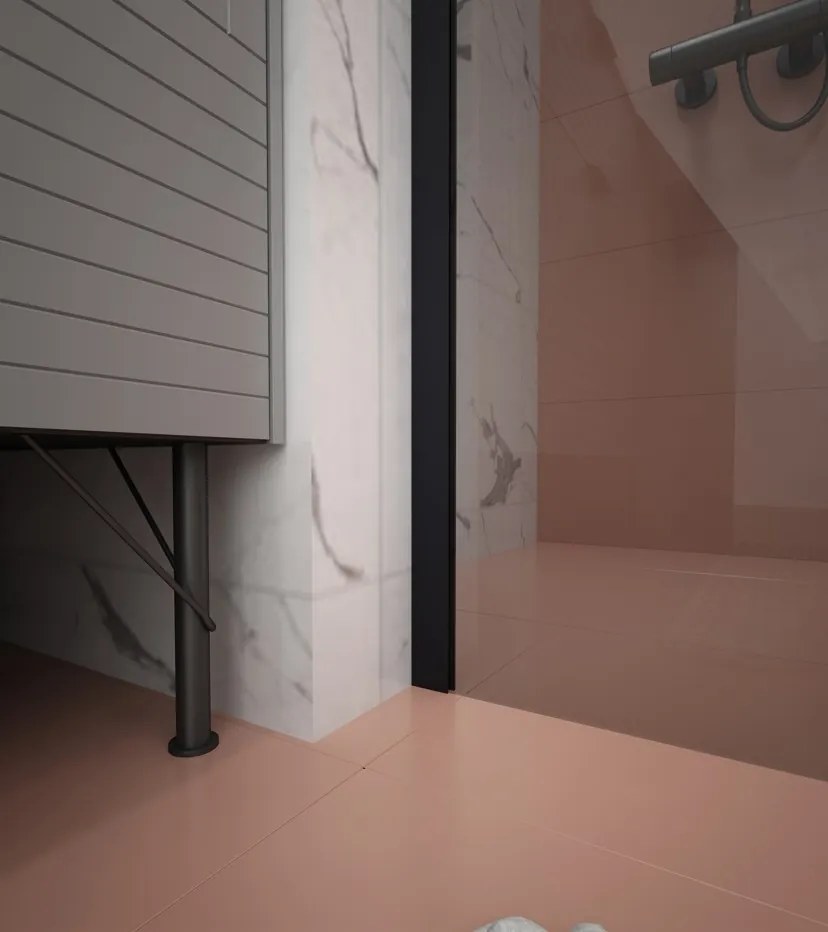 Erga Paris, sprchová zástena Walk-In 130x200 cm, 8mm šedé sklo, čierny profil, ERG-V02-PARIS-130x200-GR-BK