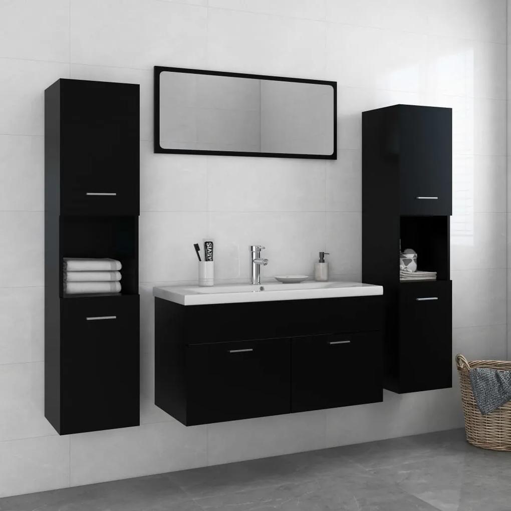Súprava kúpeľňového nábytku čierna drevotrieska 3071514