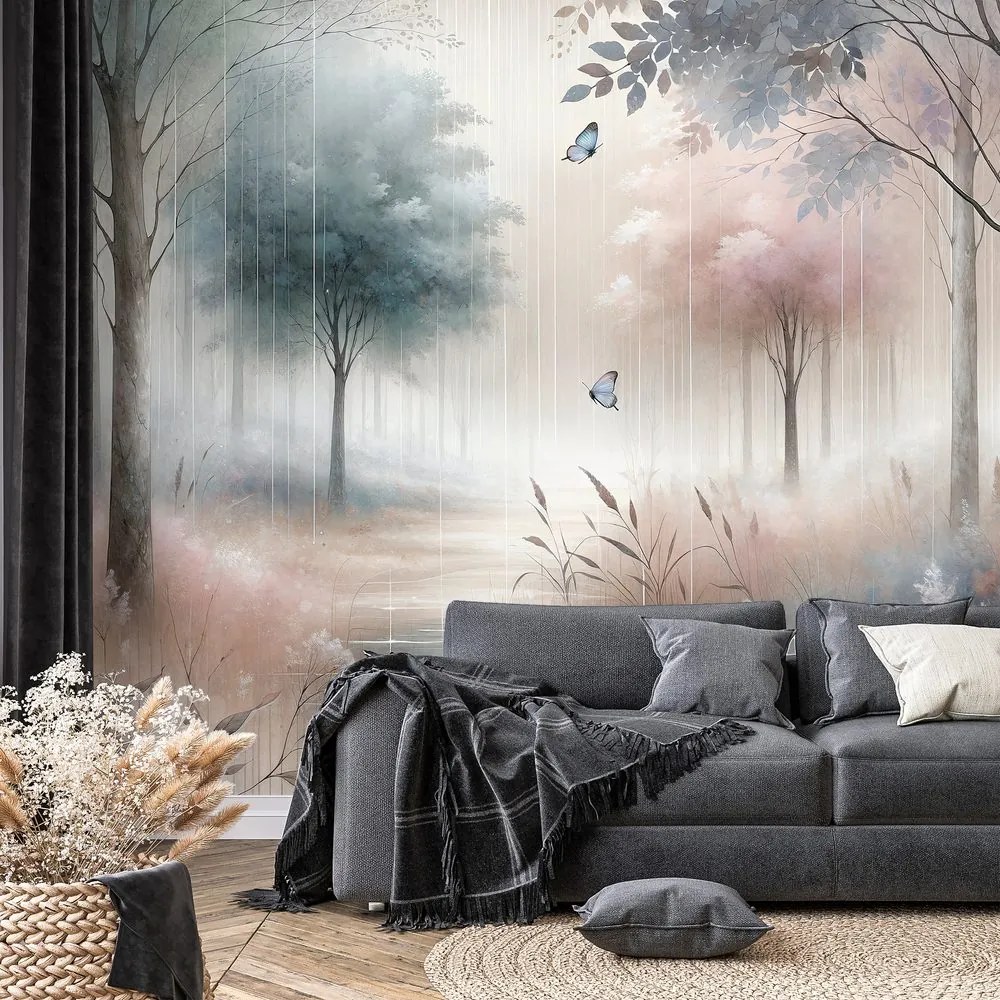 Tapeta jemný lesný sen s motýľmi