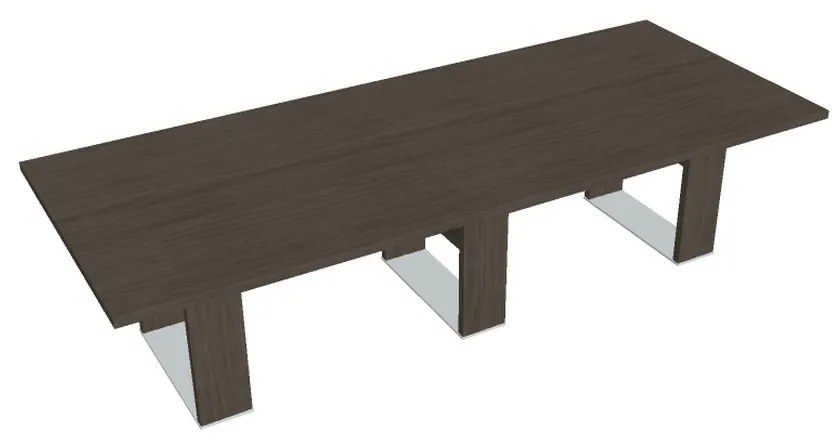 Rokovací stôl Verno+ S 300 x 120 cm, dub antracit / červená