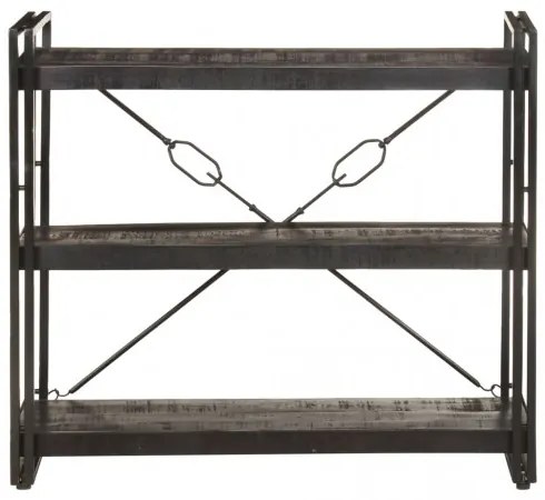 vidaXL Knižnica s 3 policami čierna 90x30x80 cm mangovníkový masív-