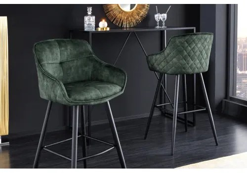 Barová stolička Euphoria 43688 Zamat - Tmavozelená - Komfort-nábytok