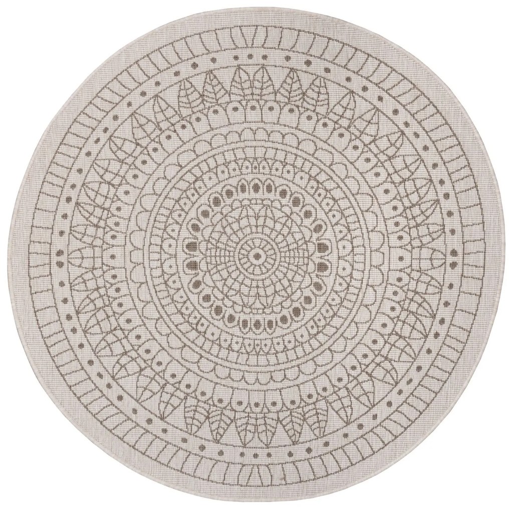 Hanse Home, Kusový koberec Twin-Wendeteppiche 105475 Linen kruh – na von aj na doma, 240x240 (priemer) kruh, hnedá, chodba / predsieň
