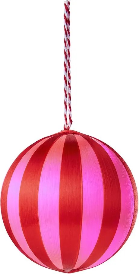 HANG ON Guľa pruhy 8 cm - červená/ružová