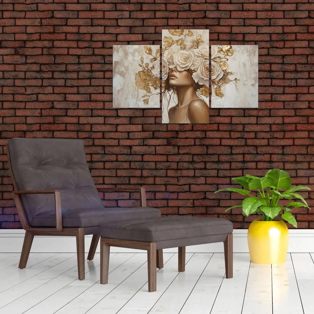 Obraz - Dievča s ružami (90x60 cm)
