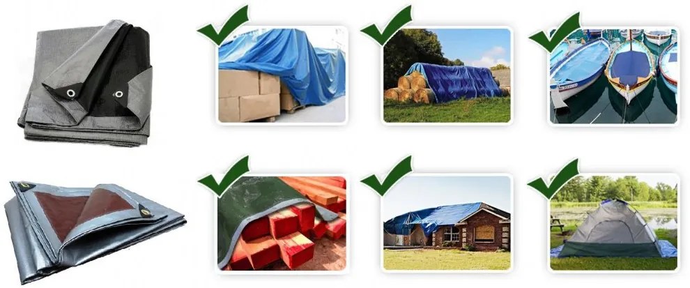 Strieborná vodeodolná krycia plachta 5m x 6m