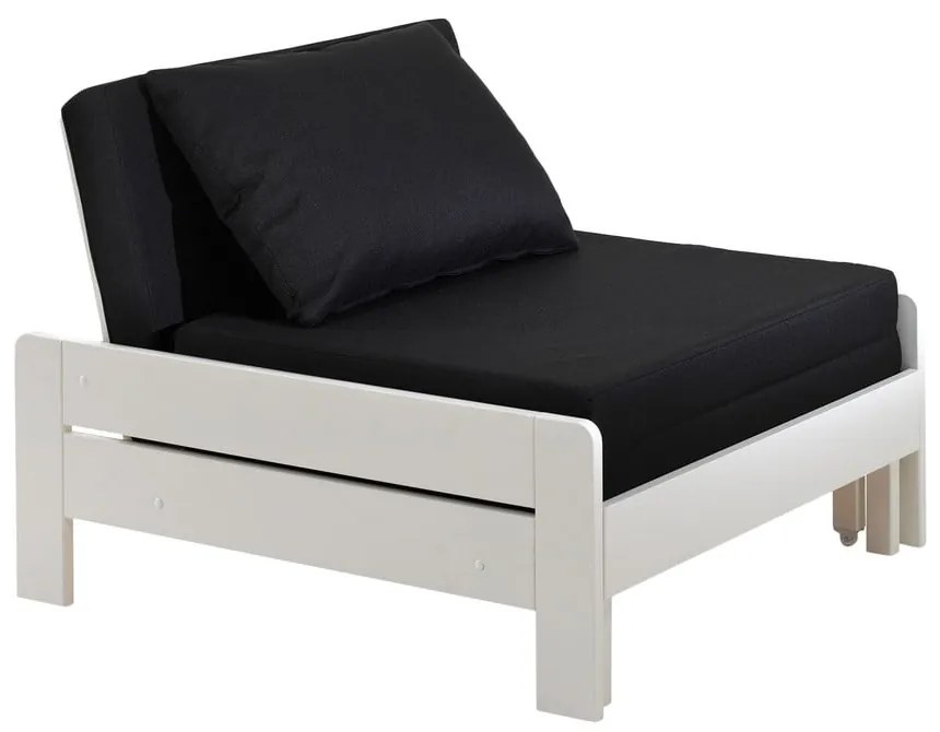 Biela vyvýšená detská posteľ z borovicového dreva s úložným priestorom 90x200 cm PINO – Vipack