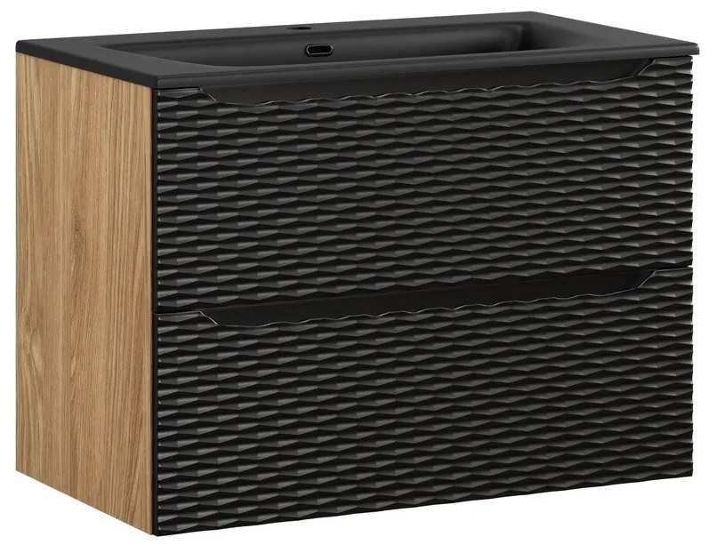 Závesná skrinka Ocean so zápustným umývadlom 80 cm čierna