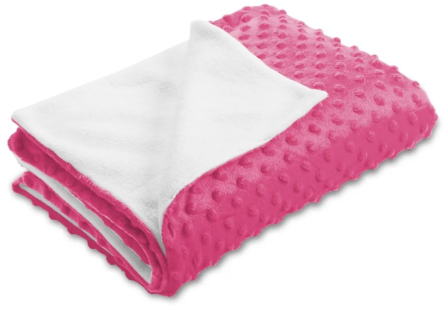 Biante Detská obojstranná deka Minky bodky/Polar MKP-020 Ružovo fialová 100x150 cm