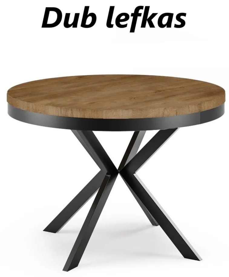 Okrúhly rozkladací jedálensky stôl MARION PLUS 100cm - 176cm Kominácia stola: dub sonoma - čierne nohy