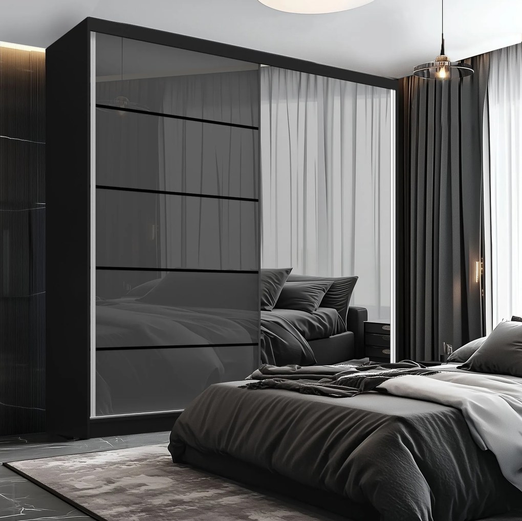 Šatníková skriňa SERENITY 200 cm šedý lesk MGB SERENITY SZP5/0/B/S/0/HIAL