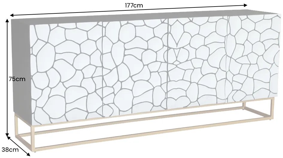 Komoda Erupcio 177 cm a komoda Erupcio 120 cm mozaika čierno-biela set