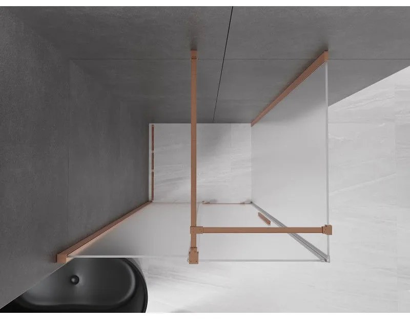 Mexen Velar, sprchový kút s posuvnými dverami 140 x 90 cm, 8mm sklo námraza, medená matná, 871-140-090-31-65