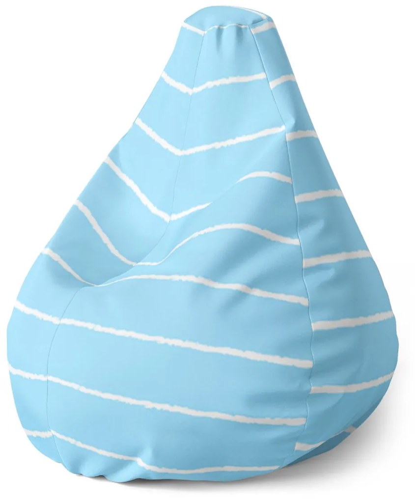 Sablio Sedací vak Pear Biele linky na modrej - 140 x 100 x 25 cm