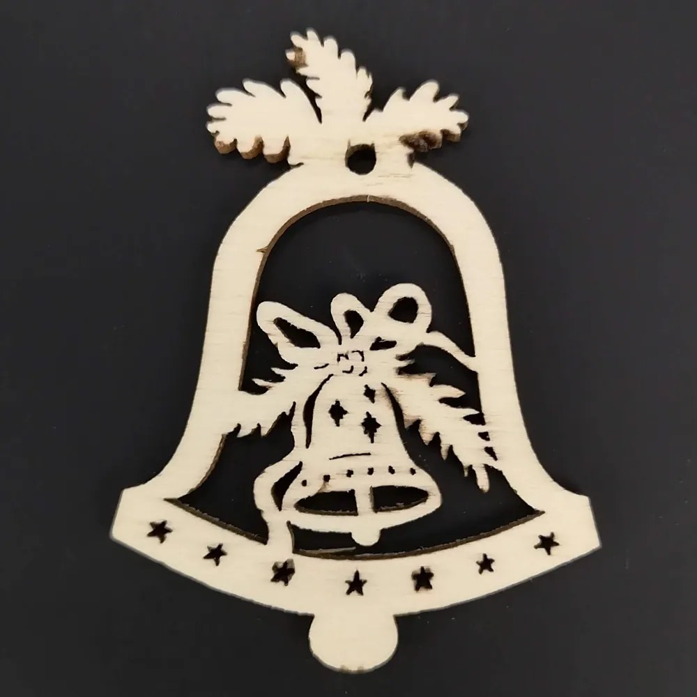 AMADEA Drevená ozdoba zvonček so zvončekom 6 cm