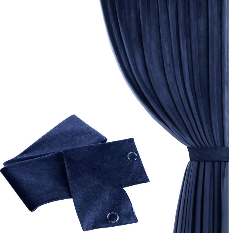 Velúrová šerpa SOFT VELVET tmavomodrá 8x140 cm