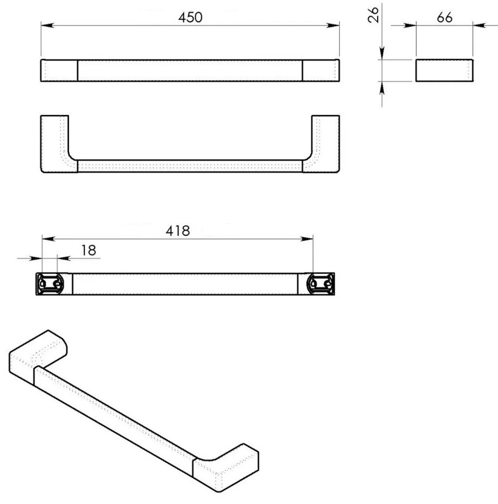 GEDY PI214513 Pirenei držiak uterákov 45 x 6,6 cm, strieborná