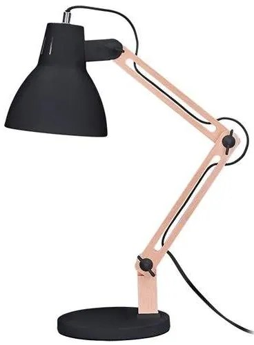 Solight stolná lampa E27 drevená čierna