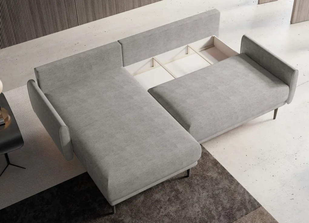 Rohová sedačka Soho, svetlo šedá strukturovaná látka, ľavý roh