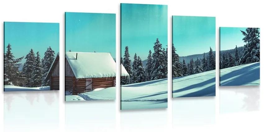 5-dielny obraz rozprávková zimná krajina - 200x100
