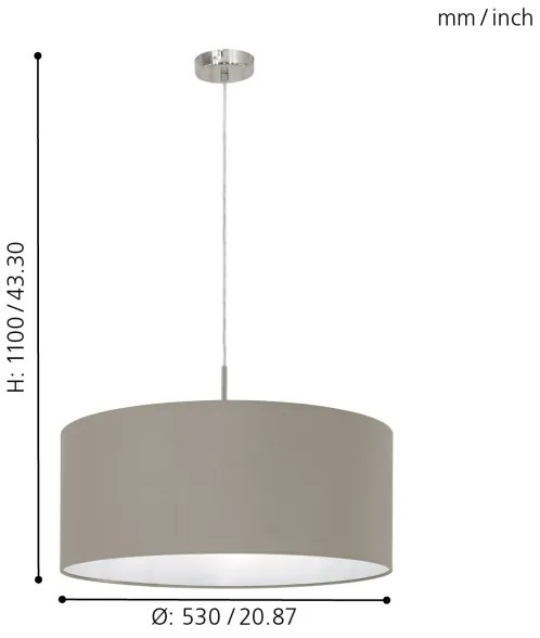 Eglo 31576 - Luster na lanku PASTERI 1xE27/60W/230V