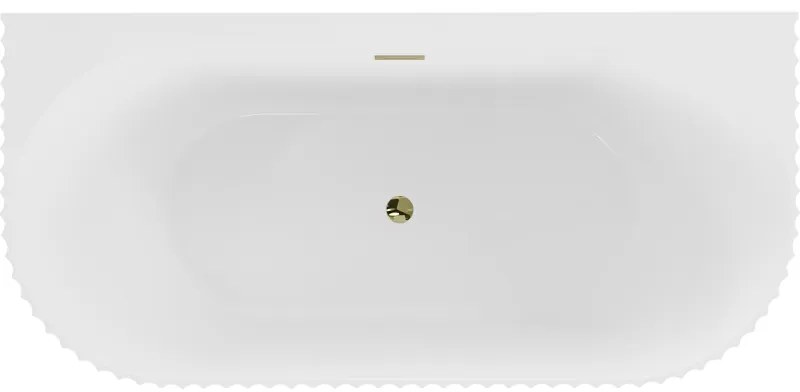 Mexen Sella, voľne stojaca vaňa ku stene, drážkovaná, 170 x 80 cm, biela lesklá, zlatý lesklý prepad, 52711708000-50