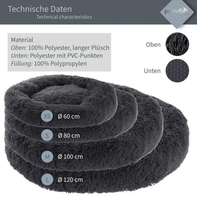 PETSTUFF pelech pre psa, okrúhly, tmavo- šedý, 80 cm