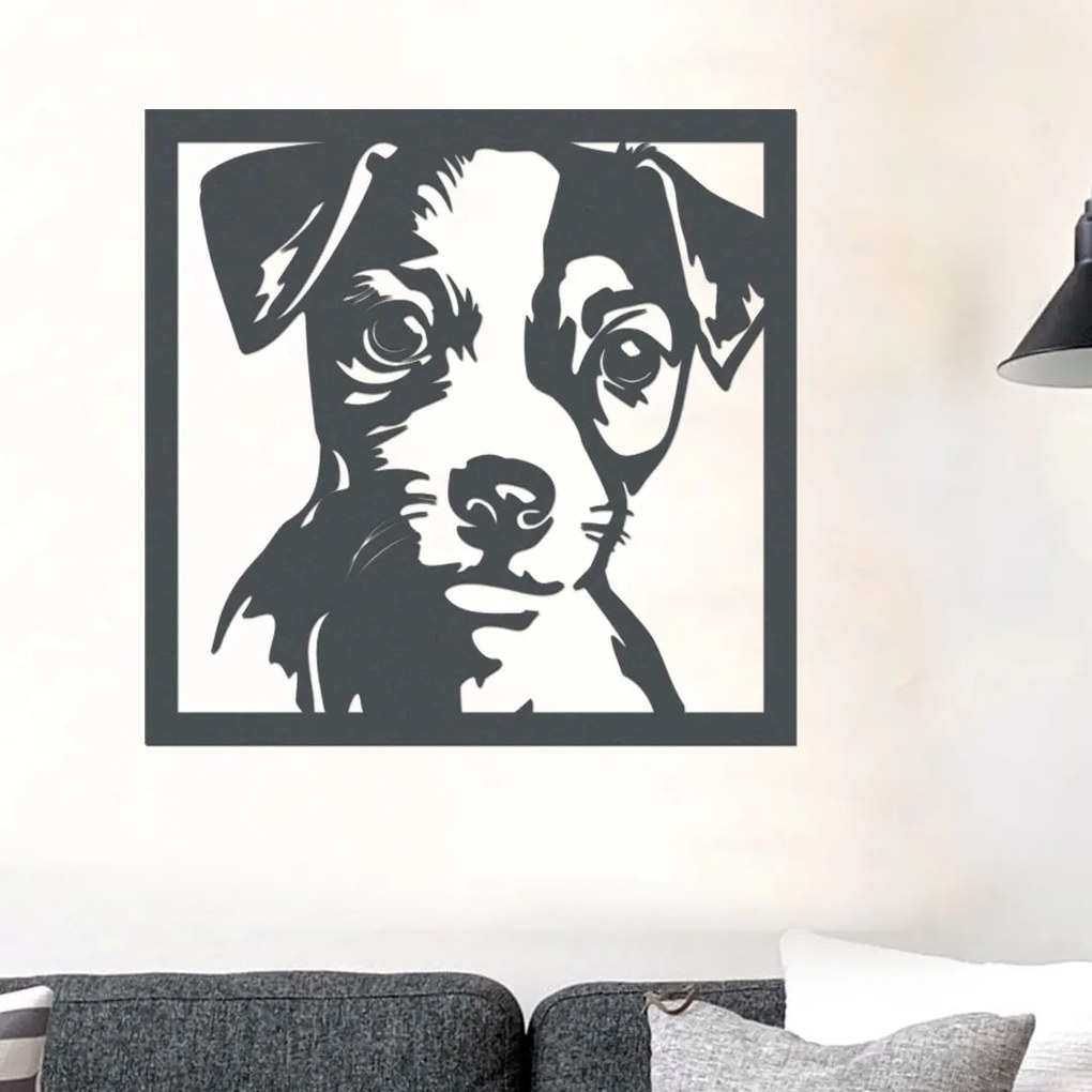 dřevo života Drevená dekorácia psíka Jack Russel teriér Rozmery - cm: 60x60, Zvoľte farbu dekoru: Antracitová