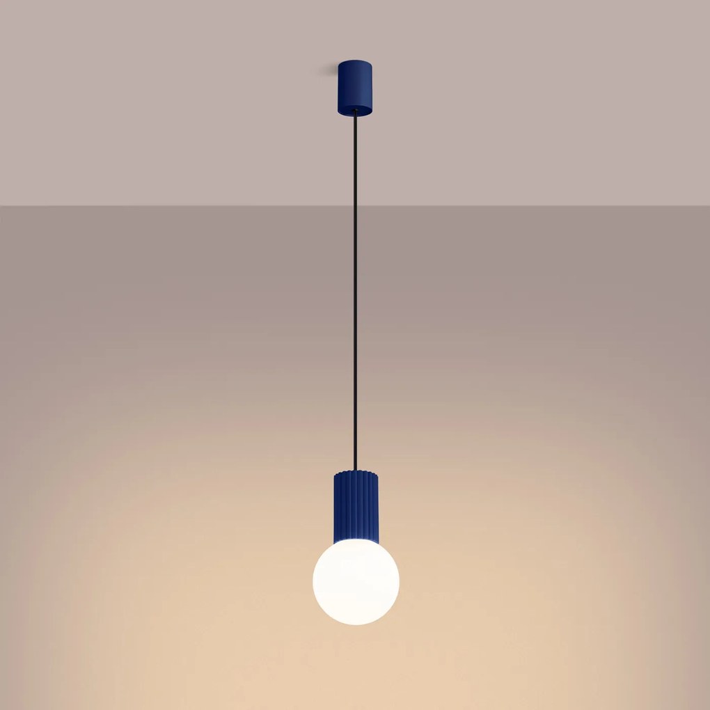 Závesné svietidlo Halo, 1x biele sklenené tienidlo, bl