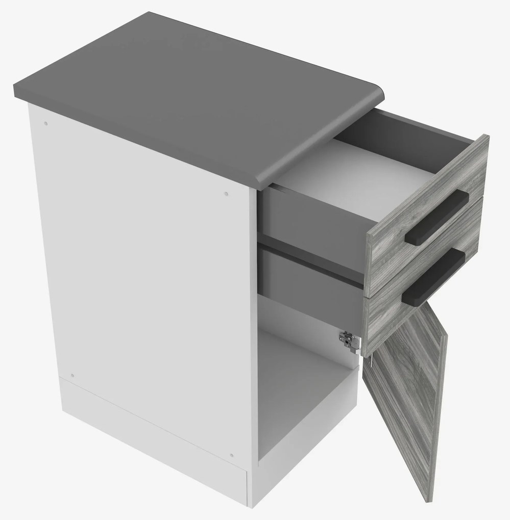 Kuchynská skrinka Belini Premium Full Version spodná so zásuvkami 40 cm šedý antracit Glamour Wood s pracovnou doskou