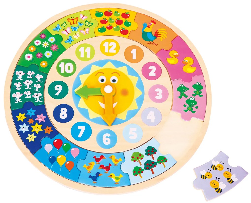 Drevené hodiny + puzzle