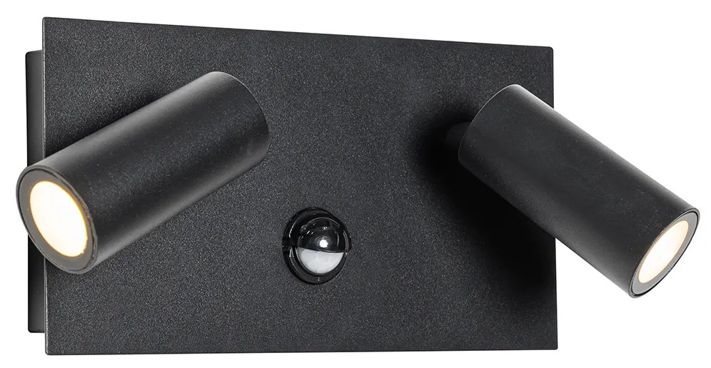 Vonkajšie nástenné svietidlo čierne vrátane LED 2-svetlo senzor pohybu - Simon