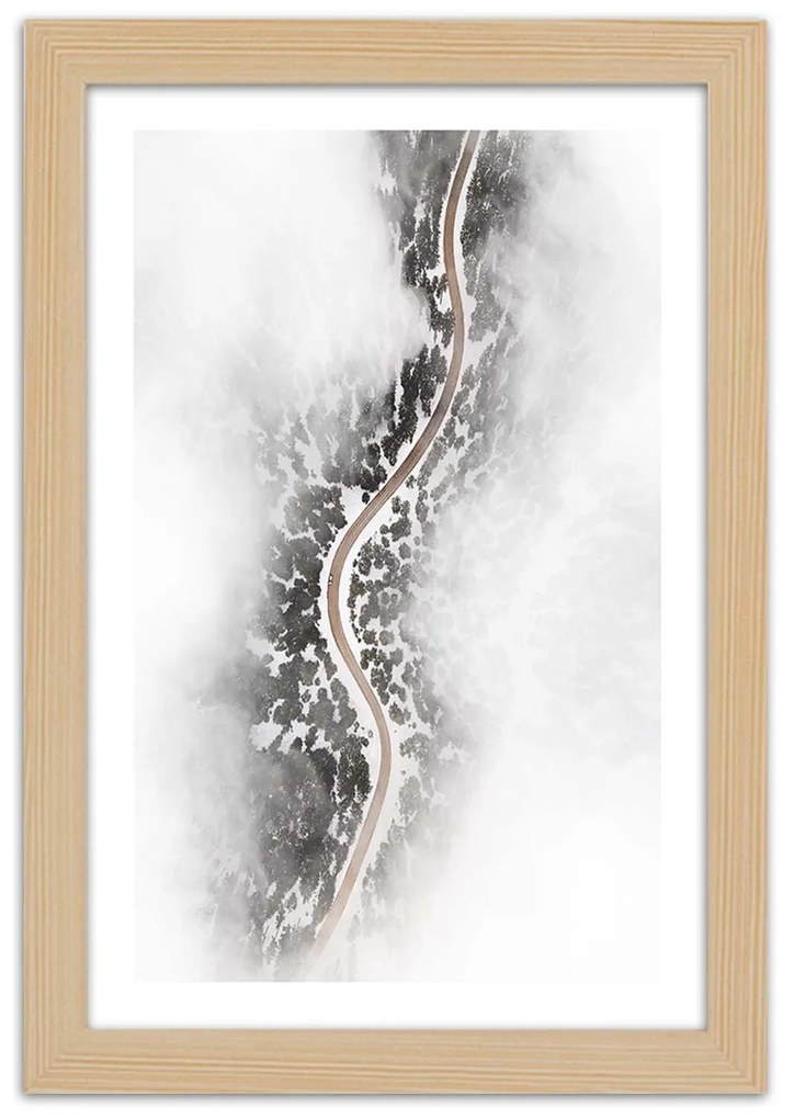 Gario Plagát Cesta v lese z vtáčej perspektívy Farba rámu: Bez rámu, Rozmery: 20 x 30 cm