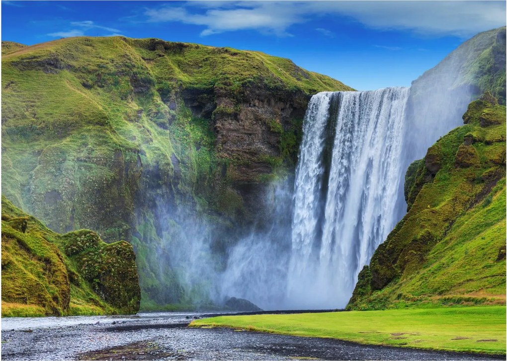 Sklenený obraz - Vodopád Seljalandsfoss (70x50 cm)