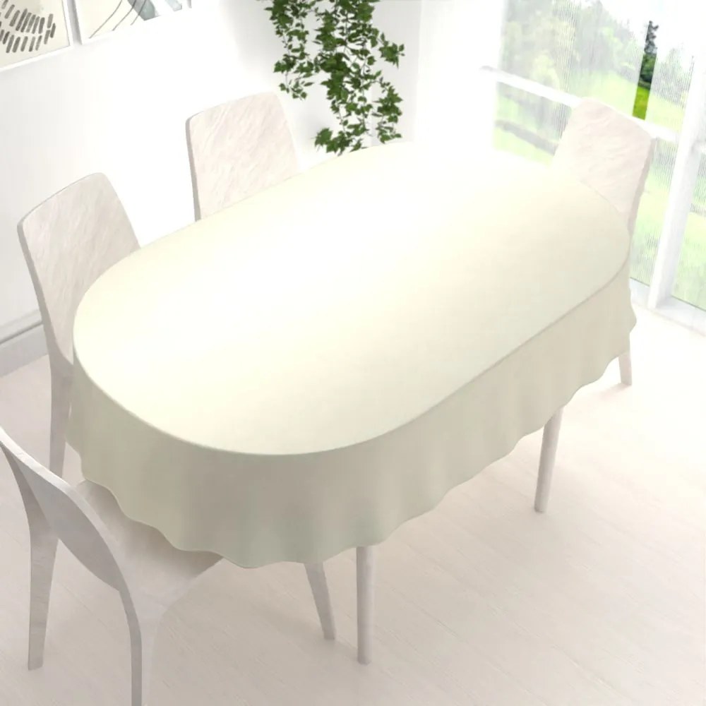 Biante Zamatový oválny obrus Velvet Prémium SVP-003 Smotanový 140x200 cm