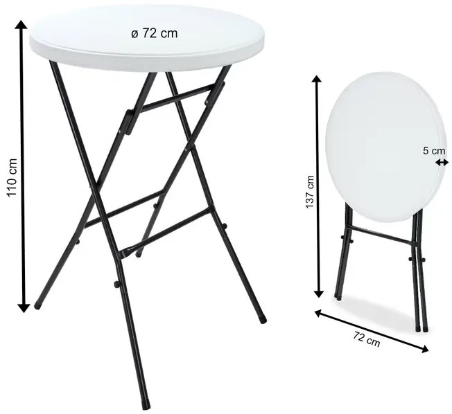 InternetovaZahrada Skladací barový stôl Ø72 cm - biely