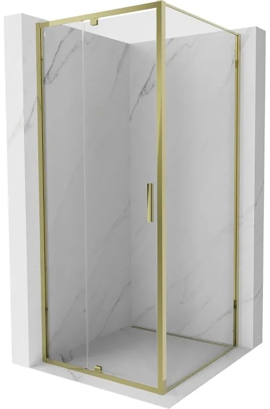 Mexen Exo, výklopný sprchový kút 90 x 90 cm, číre sklo, zlatá, 819-090-090-50-00