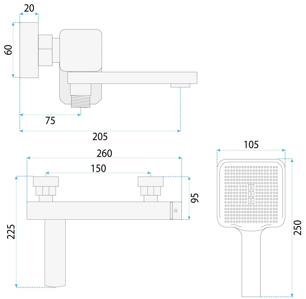 Rea Arlo, vaňová batéria s ručnou sprchovou súpravou, zlatá matná, REA-B0979