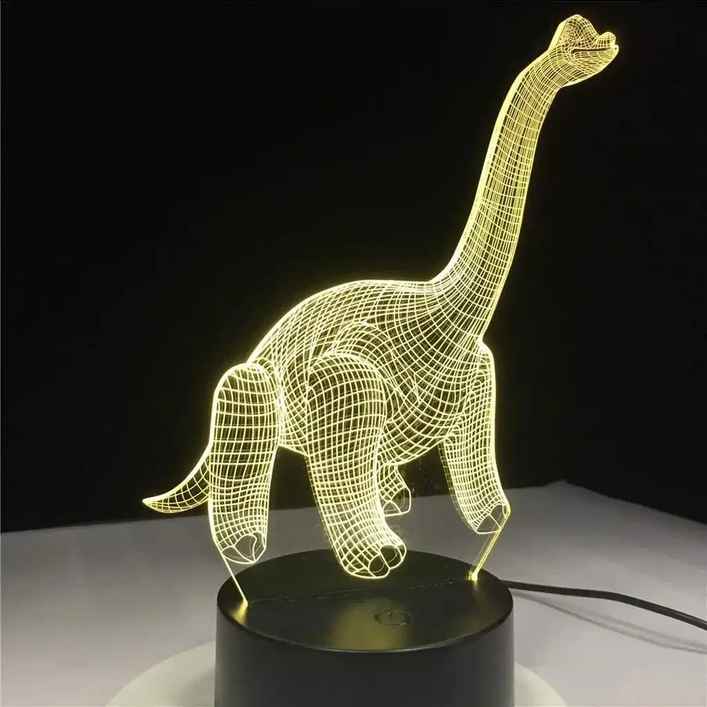 3Dmix 3DL-CLK045 – 3D LED nočná lampa - Diplodokus (Hodiny s budíkom)