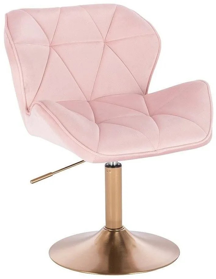 LuxuryForm DESIGN Stolička MILANO VELUR na zlatom tanieri - svetloružová