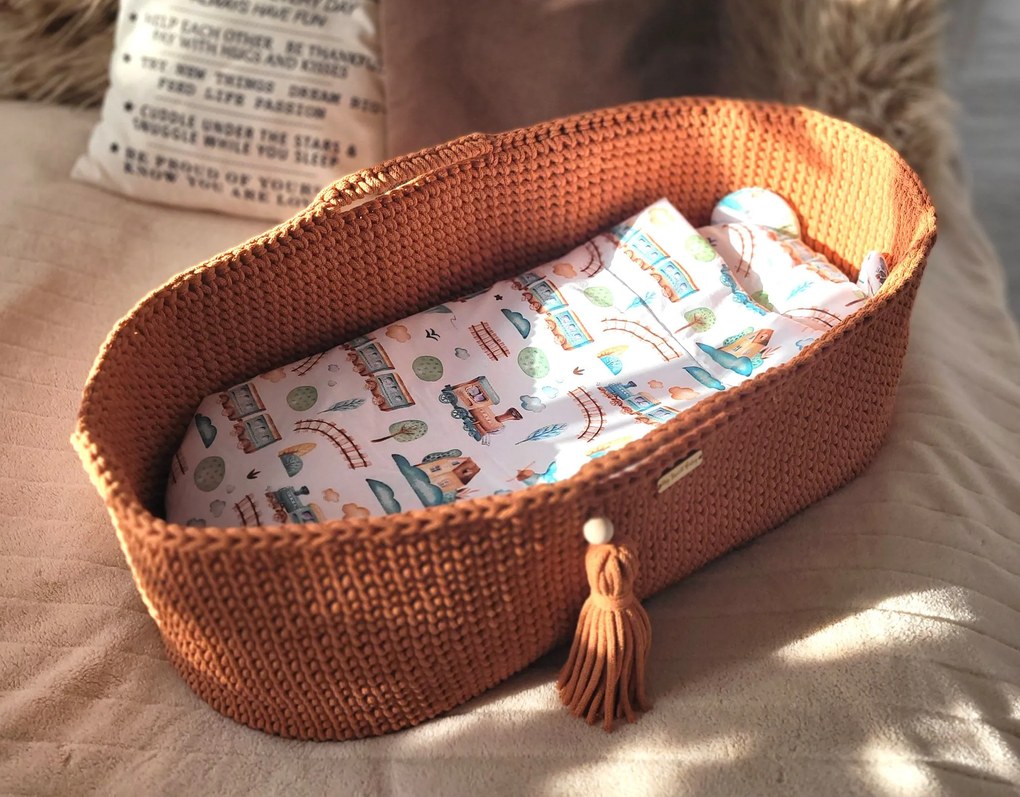 My Sweet Baby Mojžišov kôš BOHO Handmade so stojanom - terakota