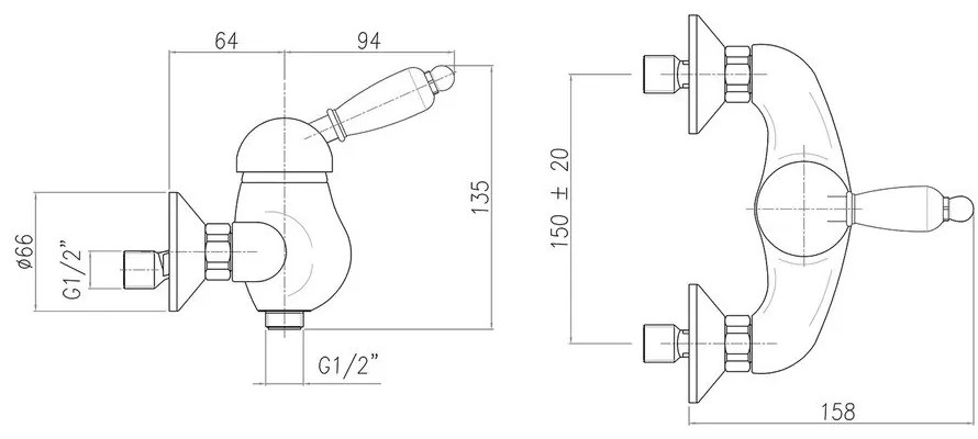 Nástenná sprchová batéria v striebornej farbe (1 výstup) Kirké White – Sapho