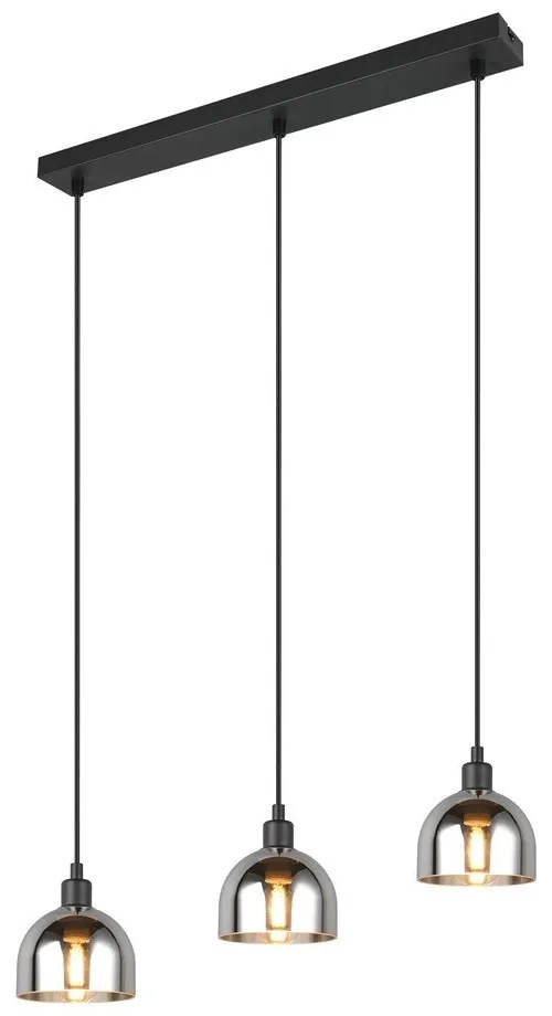 Závesné svietidlo so skleneným tienidlom v čierno-striebornej farbe Molly – Reality