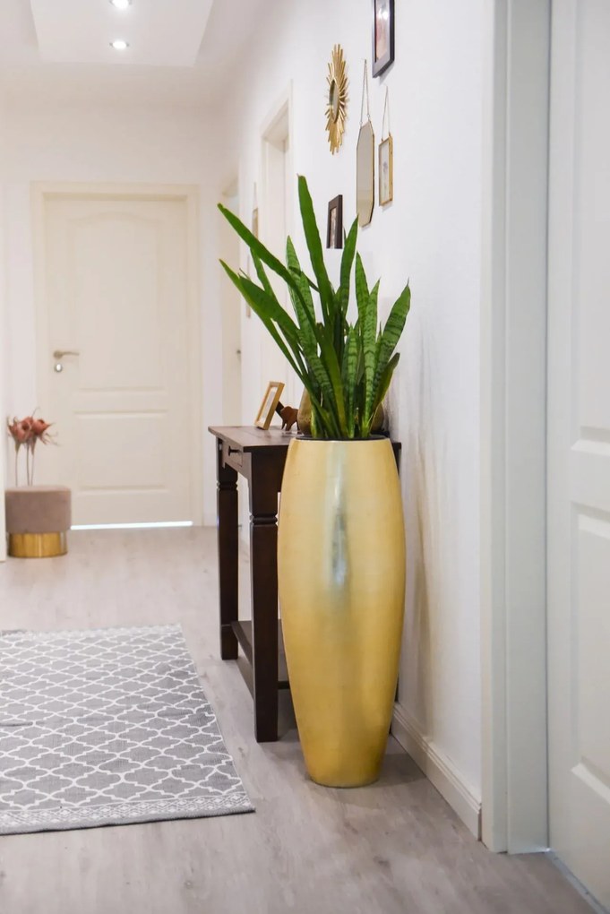 Kvetináč MAGNUM, sklolaminát, výška 80 cm, zlatý lesk