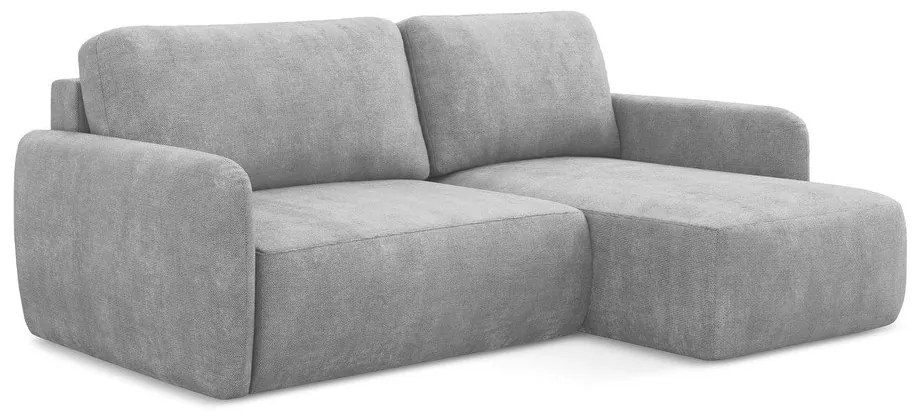 Svetlosivá ženilková rozkladacia/s úložným priestorom rohová pohovka (pravý roh/s leňoškou) Lilo – Makamii