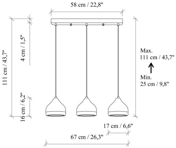 Luster na lanku YILDO 3xE27/40W/230V biely/zlatý